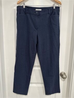 Up! Classic Women's Navy Straight-Leg Cotton Blend Trousers Size 14